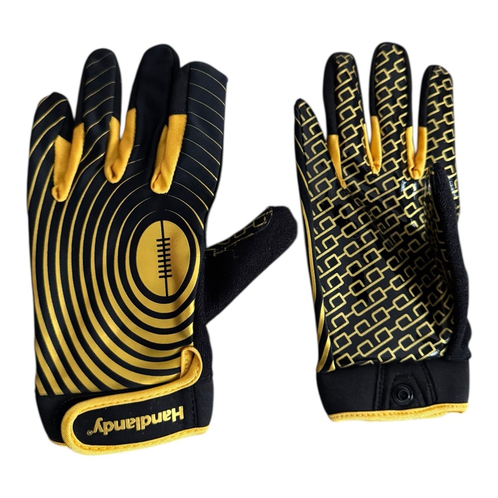 Handlandy‎ S736 Youth Football Gloves Size L Black Gold Silicone Grip